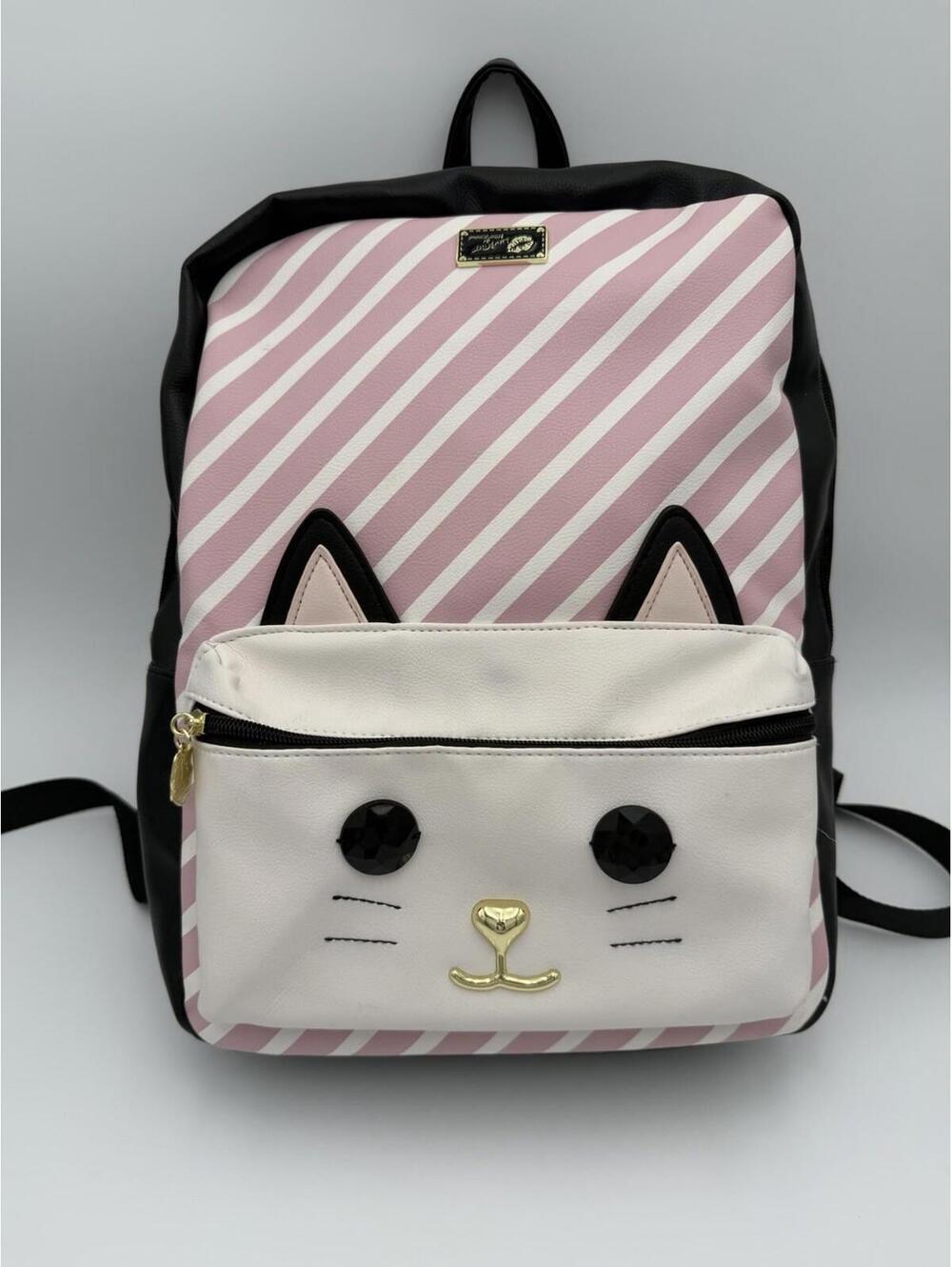 Betsy Johnson, Luv Betsy Kitty Backpack Pink And Black Excellent